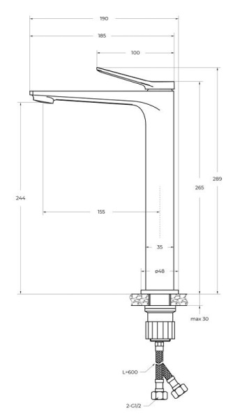 Смеситель для раковины BelBagno UNIQUE-LMC-CRM-W0